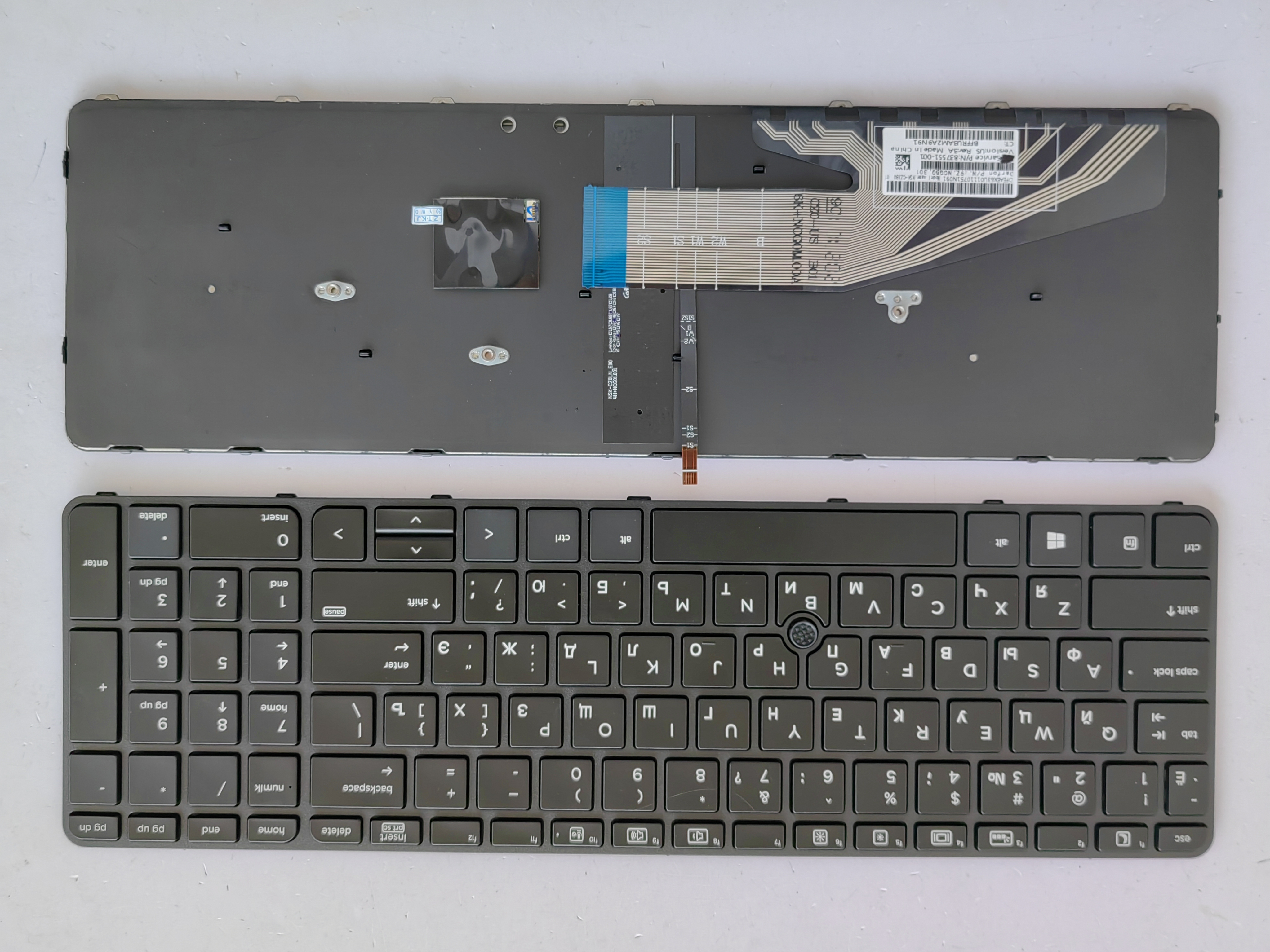 Picture of New Replacement Laptop Keyboard For HP 650G3/650G2/450G3/455G3/470G3/475G3 BLACK FRAME BLACK With Point Backlit (OEM) RU Layout